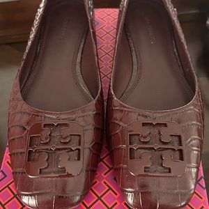 Tory Burch Georgia Square Toe Leather Ballet Flats